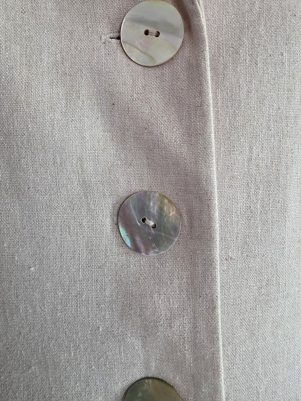 Coldwater Creek X Back Sundress Beige Linen Blend Shell Buttons Size Medium - Picture 4 of 8
